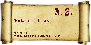 Medurits Elek névjegykártya
